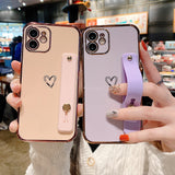 Electroplated Heart Wrist Strap iPhone Case