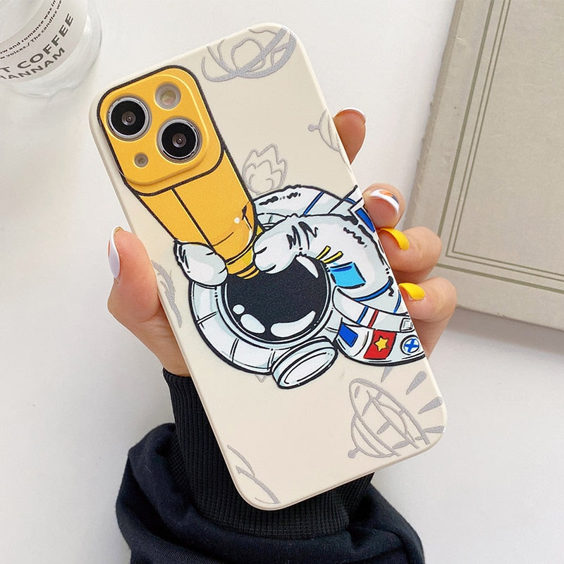 Telescope Astronaut Hand Lanyard iPhone Case