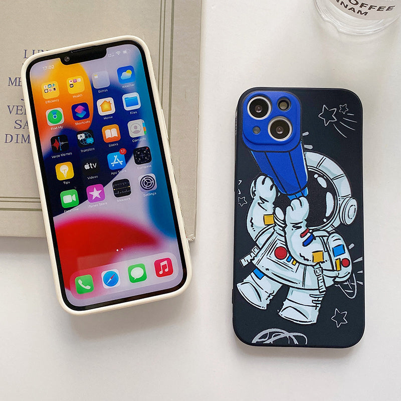 Telescope Astronaut Hand Lanyard iPhone Case