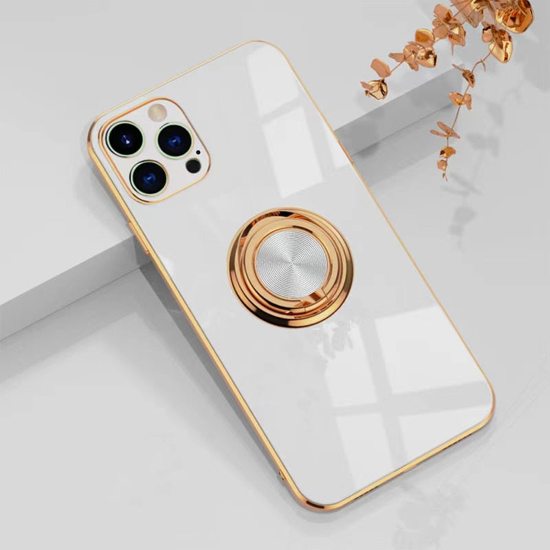 Plated & Square iPhone Case with Metal Ring – Fonally