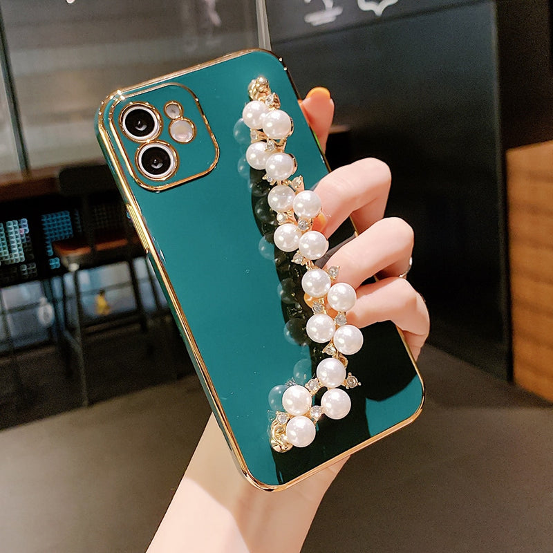 Pearl Hand Chain Electroplated iPhone Case