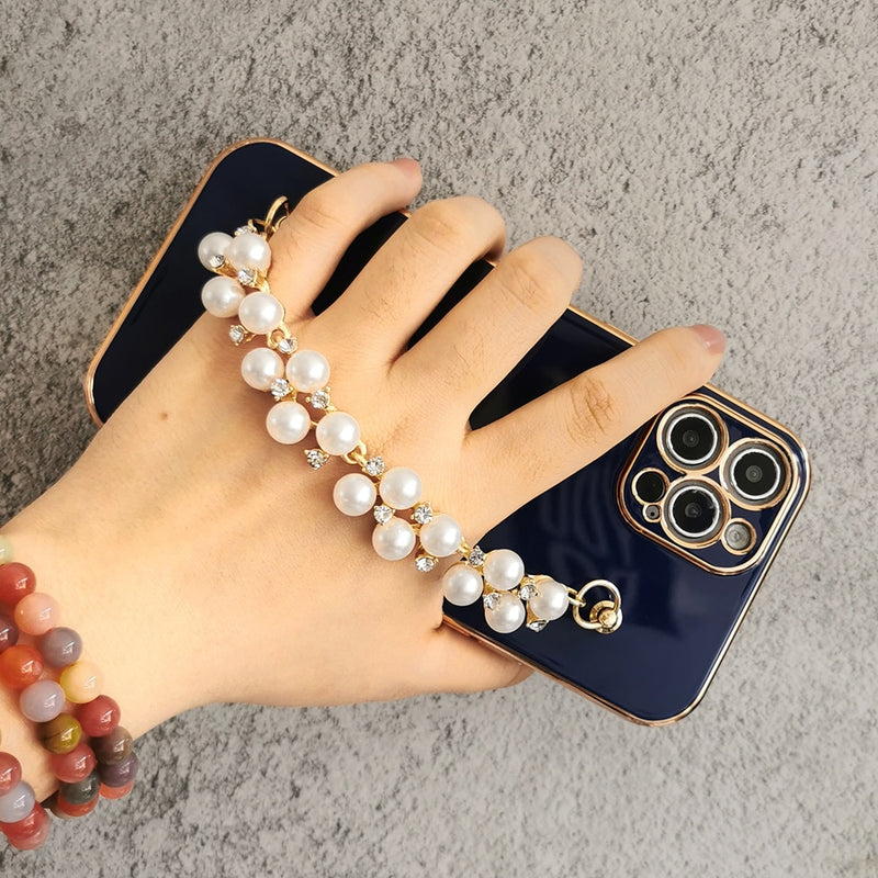 Pearl Hand Chain Electroplated iPhone Case