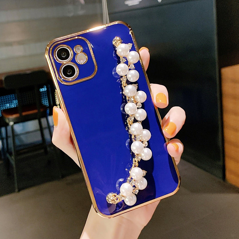 Pearl Hand Chain Electroplated iPhone Case