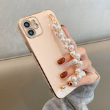 Pearl Hand Chain Electroplated iPhone Case