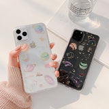 Clear Glitter Planet iPhone Case