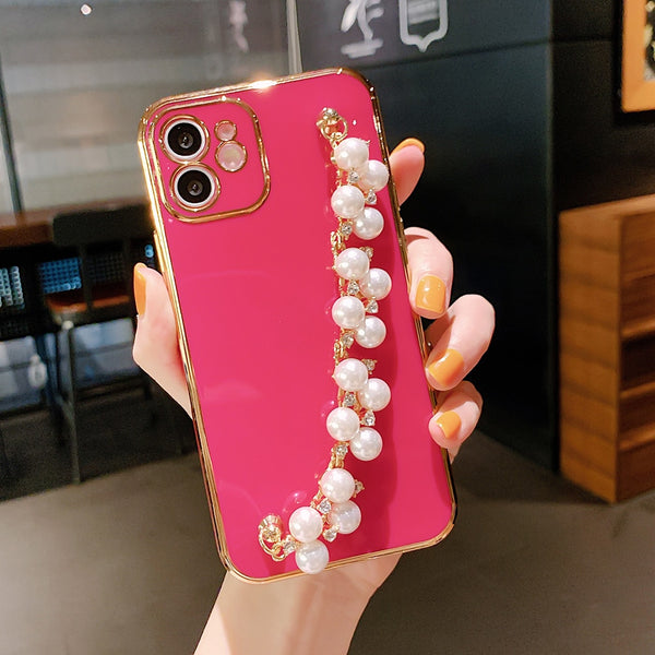 Pearl Hand Chain Electroplated iPhone Case
