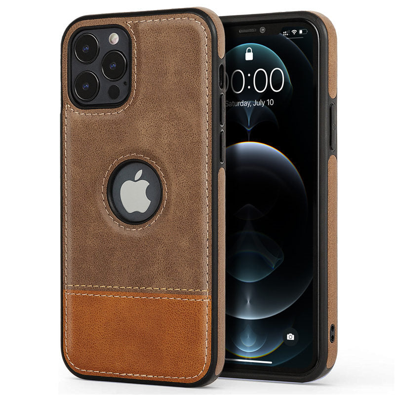 Luxury Leather iPhone Thin Case with Logo Cut