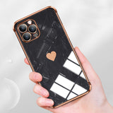 Heart Electroplated Marble Texture iPhone Case
