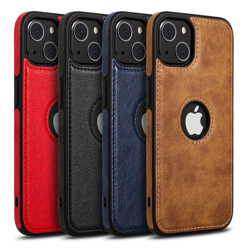 Luxury Leather iPhone Thin Case with Logo Cut