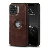 Luxury Leather iPhone Thin Case with Logo Cut