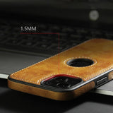 Luxury Leather iPhone Thin Case with Logo Cut