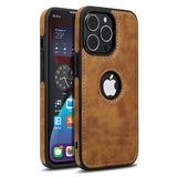 Luxury Leather iPhone Thin Case with Logo Cut