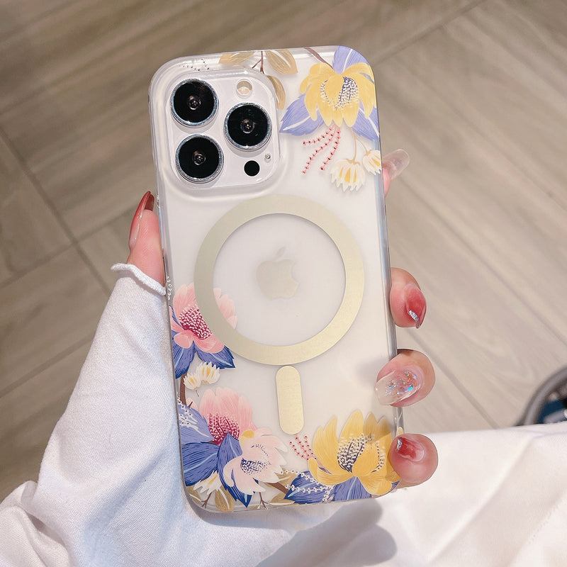 Floral MagSafe Transparent iPhone Case