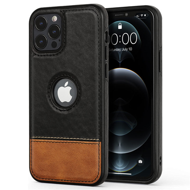 Luxury Leather iPhone Thin Case with Logo Cut