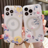 Floral MagSafe Transparent iPhone Case